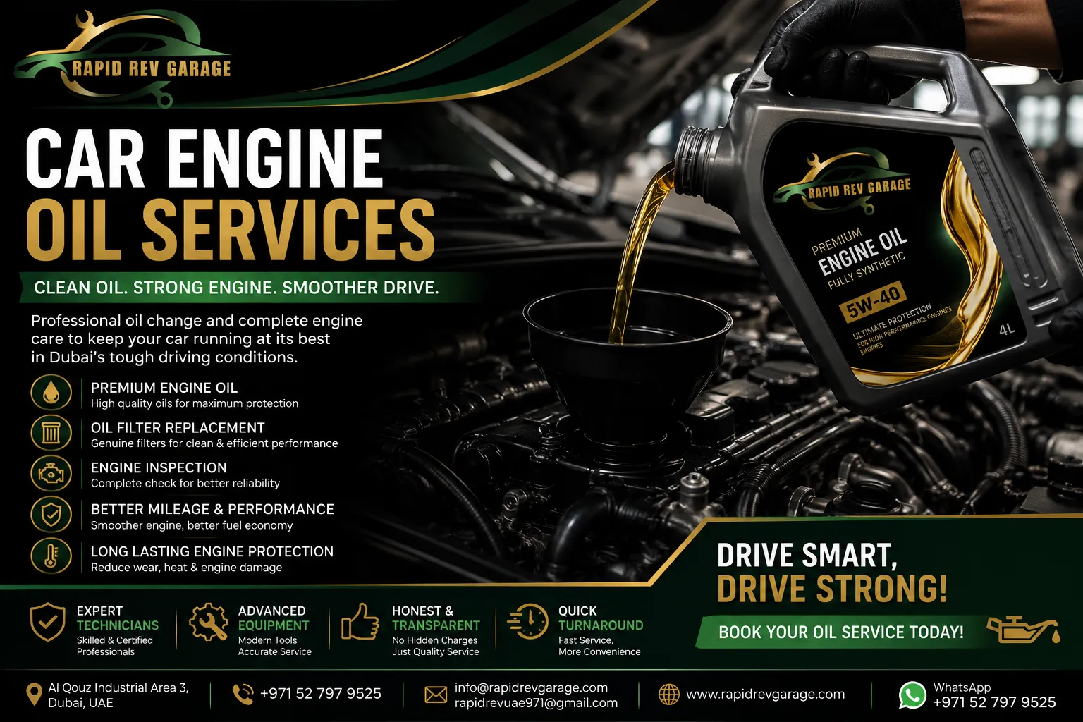 Expert Car Engine Oil Services by Professional Mechanic at Rapid Rev Garage