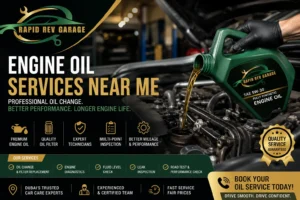 خدمات تغيير زيت المحرك بالقرب منك في دبي مع ورشة "رابيد ريف" (Rapid Rev Garage)