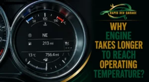 Car dashboard temperature gauge showing an engine takes longer to reach operating temperature.