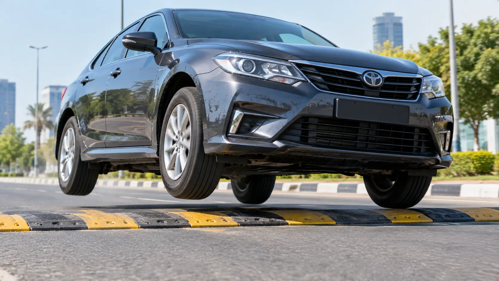Car Bounce Over Speed Bumps