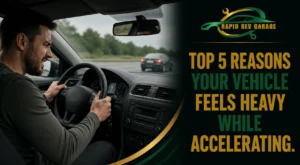 Driver struggling to accelerate as the vehicle feels heavy while accelerating.